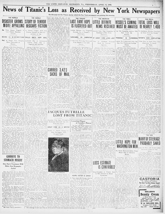 The Times Dispatch du 17/04/1912
